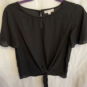 Capsule Chiffon Tie Front Short Sleeve Blouse XS Petite Lagenlook Whimsigoth